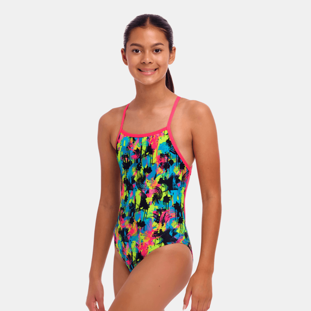 Blotchy babe strapped in